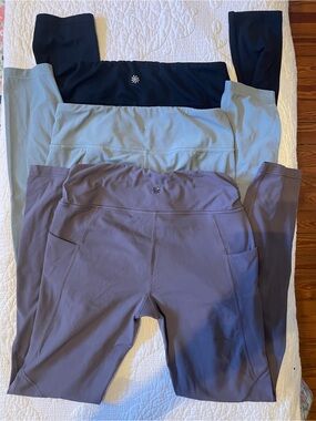 Athleta GIRL Size 16 (Women’s Small) Black, Sage, Mauve Drawstring Leggings